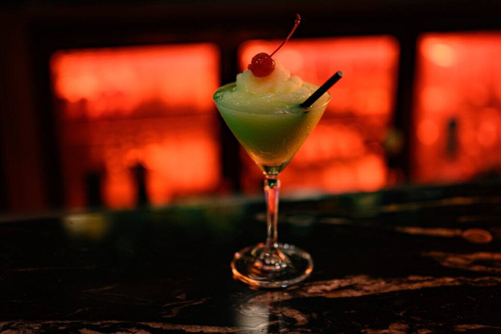 Japanese Slipper cocktail on the bar
